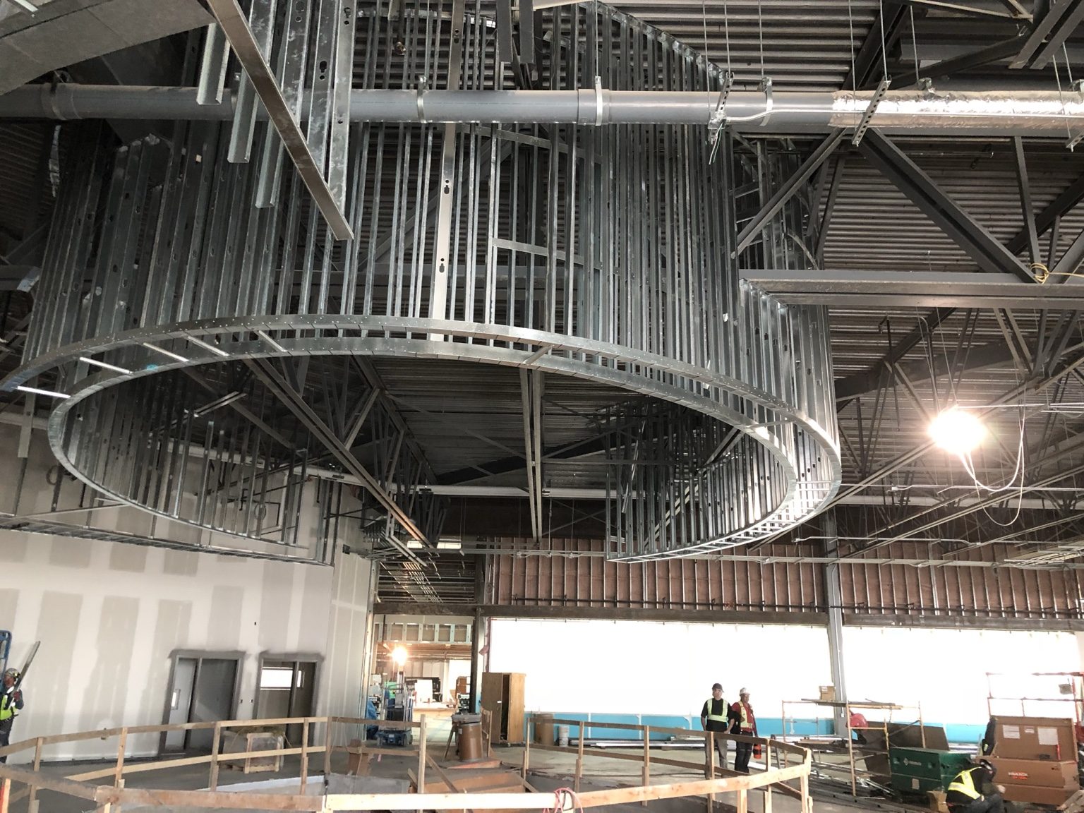 Curved steel stud framing