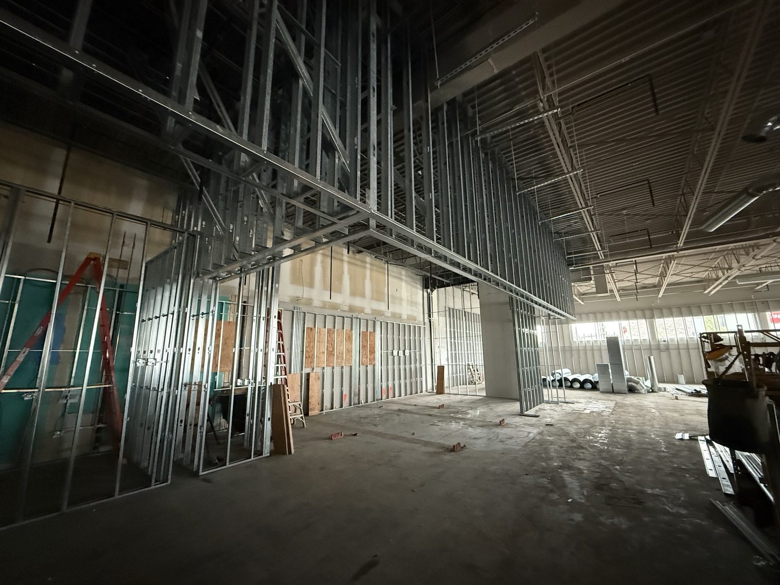 Commercial steel stud interior framing